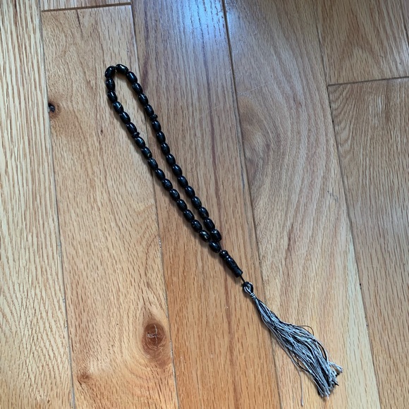 Prayer beads black AGATE misbha rosary new - Picture 1 of 3